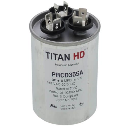 Titan HD PRCD355A - 35/5 MFD Round Dual Motor Run Capacitor (370V)