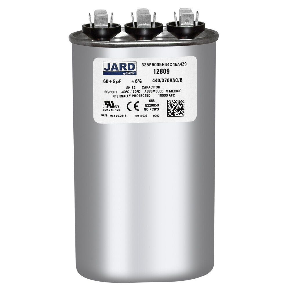 Jard 12809 - 60/5 MFD 440V OVAL Capacitor Type Dual Capacitance Shape Oval MFD Rating 60/5