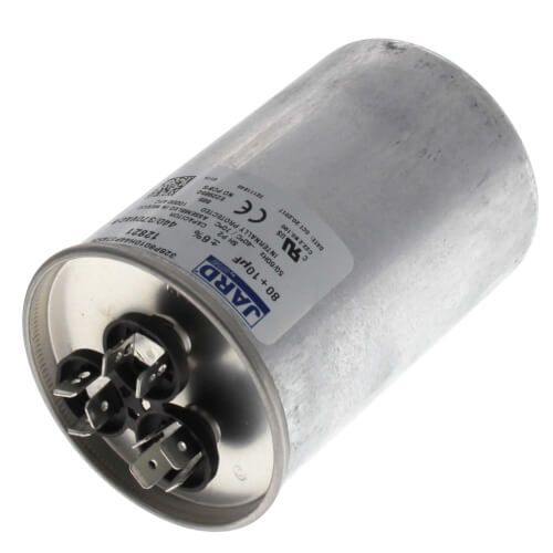 Jard 12821 - 80/10 MFD Round Run Capacitor (440V) Brand: Jard SKU: 12821 (1) Q&A: