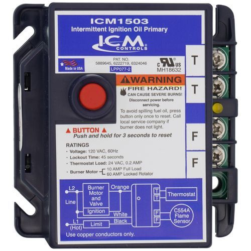 ICM Controls ICM1503 - Intermittent Ignition Oil Primary Control – 45-Second Safety Lockout