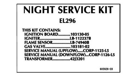 Lennox 15X35 – Lennox 605927-30 Night Service Kit for EL296 Series Furnaces