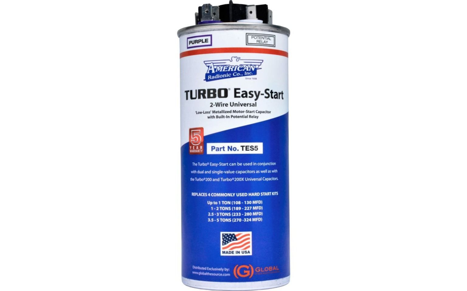 AmRad TES5, Turbo Easy-Start, Universal Hard-Start Kit, 1 to 5 Ton