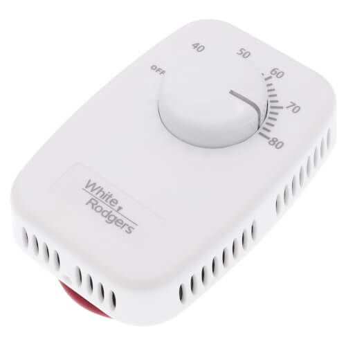 White Rodgers 1G66-641 - Line Voltage Mechanical Bimetal, DPST Open on Rise, No Thermometer, Wallplate Included, w/ OFF Position (White)