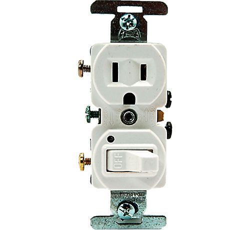 Lennox 22N48 - ( 620-274W ) Electrical Switch/Plug Combo, White, 1P 3W Grounding, 15A, 120V