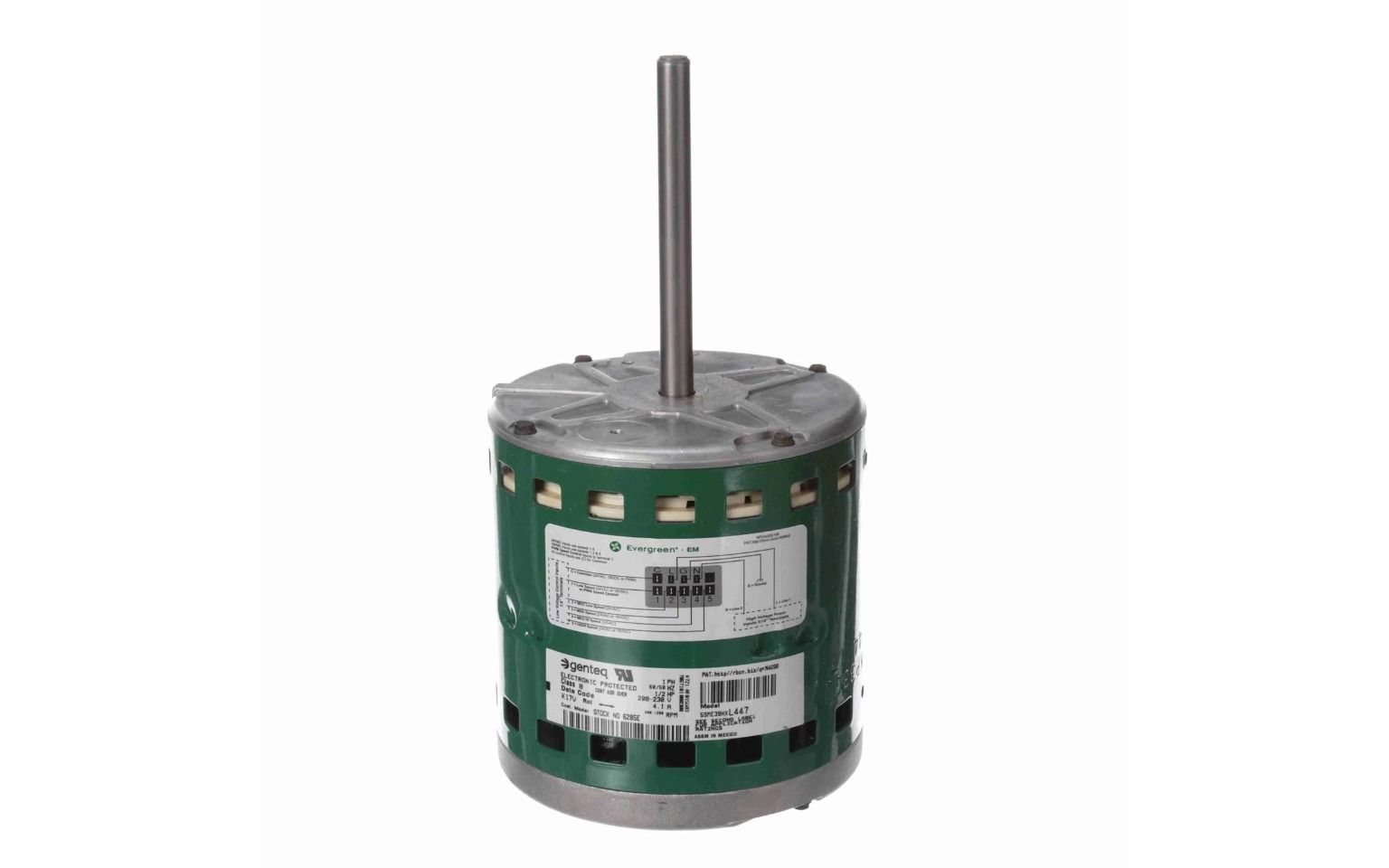 Lennox 23V31 - Regal 6205E, Genteq EVERGREEN® EM Constant Torque Blower Motor, 1/2 HP, 1 Ph, 60 Hz, 208-230 V, 1075 RPM, 5 Speed, 48 Frame, OAO