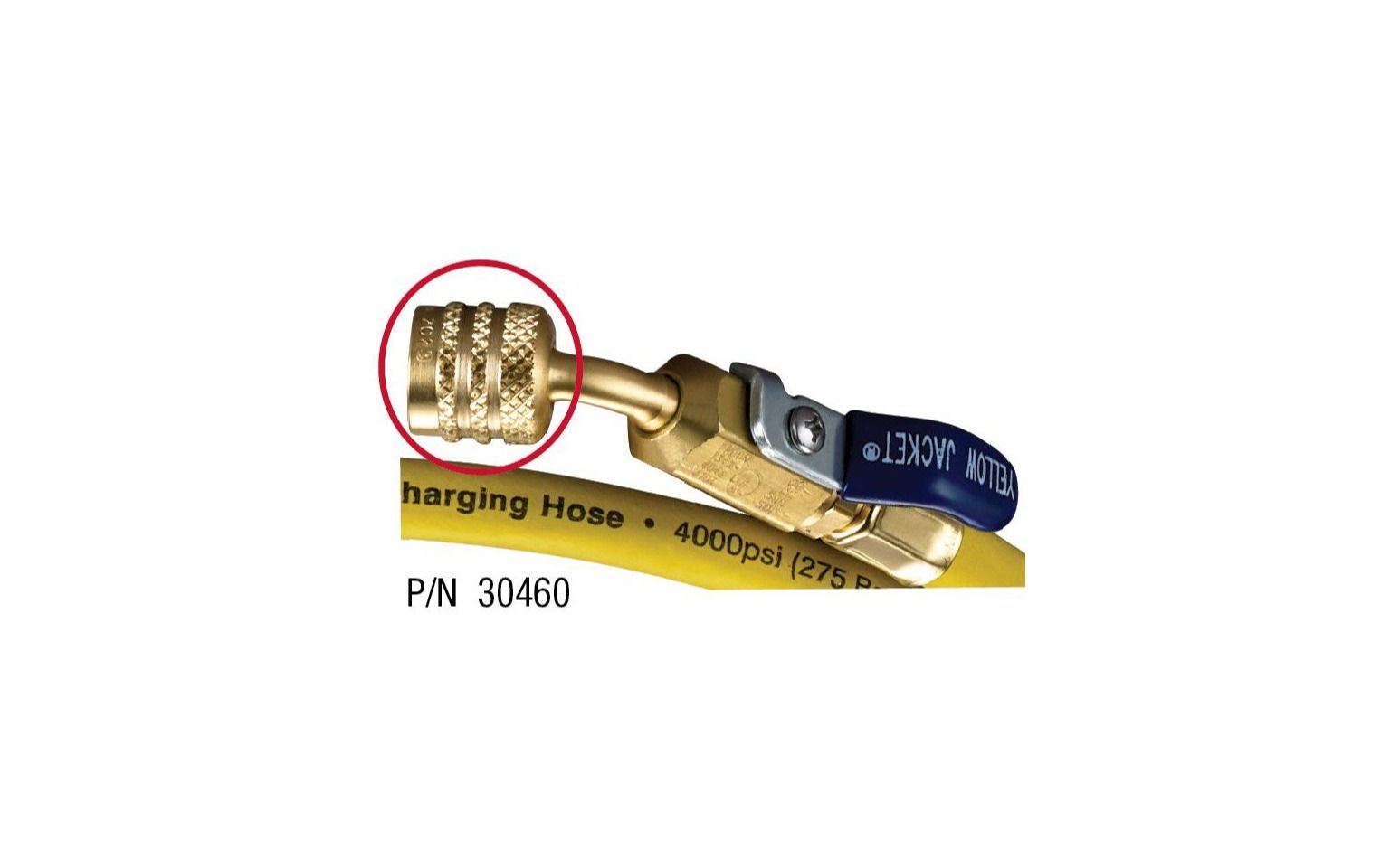 Lennox 27X57 – Yellow Jacket Plus II 60 Inch Charging Hose 1/4 Inch Reverse Thread with Ball Valve, A2L Compatible