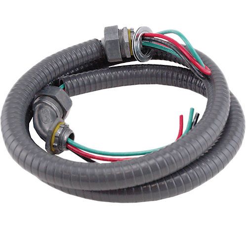 Lennox 29P54 - ( 18833 ) 1/2" x 6' Whip with Metallic Fittings #10 AWG THHN, 1 Straight; 1 90 Degree Connector