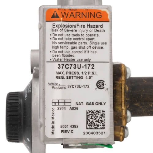 White Rodgers 37C73U-172 - Water Heater Gas Valve Control, Nat Gas (2-1/4" Shank)