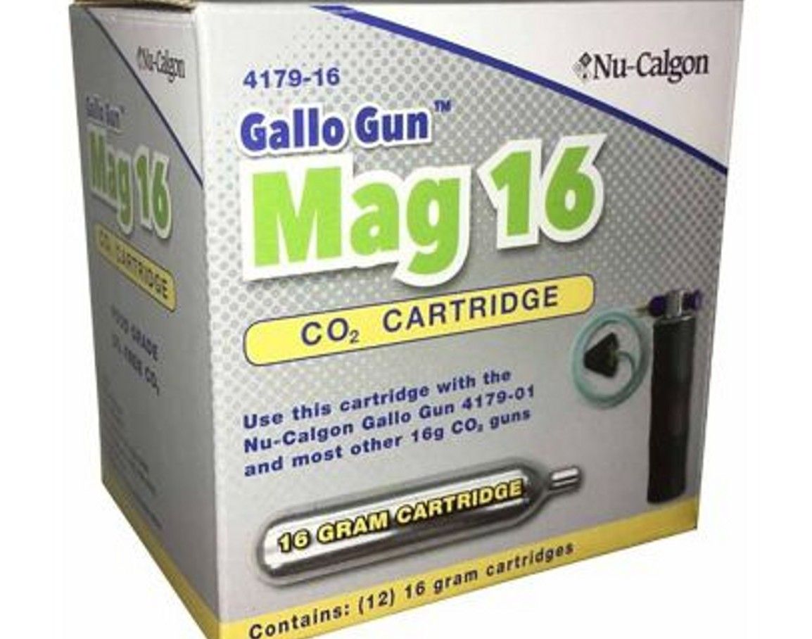 Nu-Calgon 4179-16 - Mag 16g CO₂ Cartridge — Gallo Gun Drain Cleaner - 6 x 1 cs.