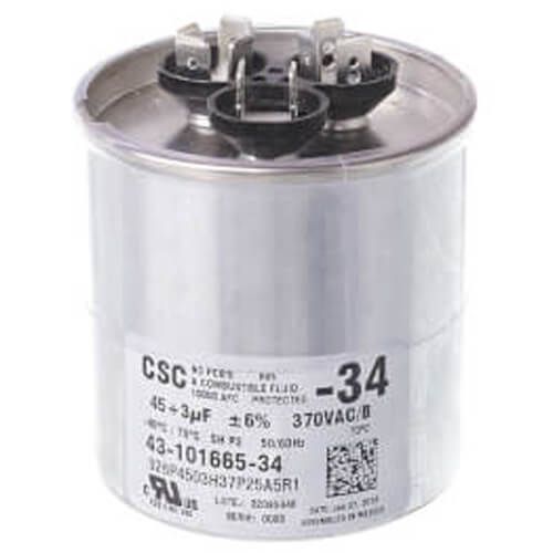Rheem 43-101665-34 - Capacitor - 45/3/370 Dual Round