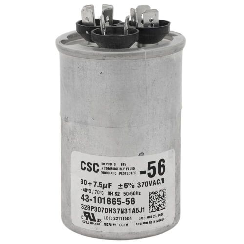Rheem 43-101665-56 - Capacitor - 30/7.5/370 Dual Round
