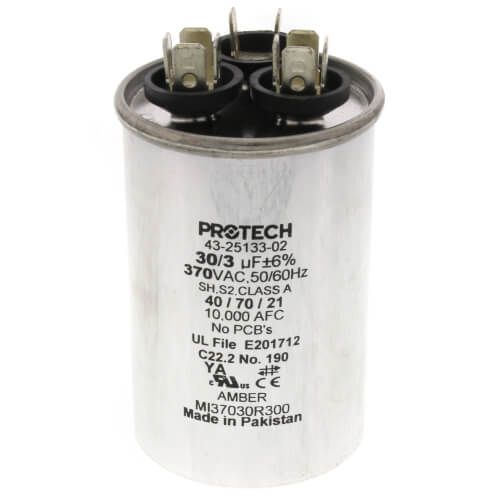 Rheem 43-25133-02 - 30/3 MFD Round Run Capacitor (370V)