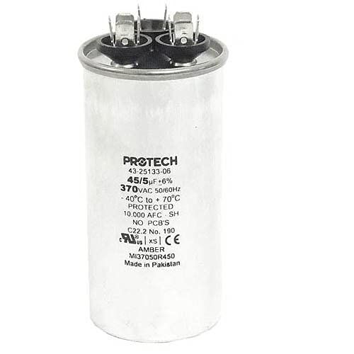 Rheem 43-25133-06 - 45/5 MFD Dual Round Capacitor (370V)