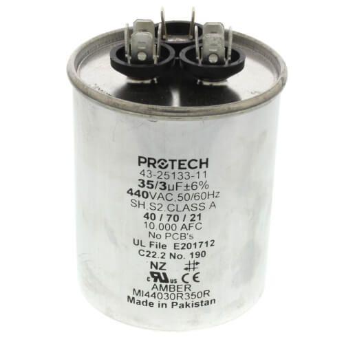 Rheem 43-25133-11 - 35/3 MFD Dual Round Capacitor (440V)