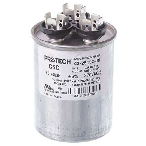 Rheem 43-25133-19 - Capacitor - 25/5/370 Dual Round