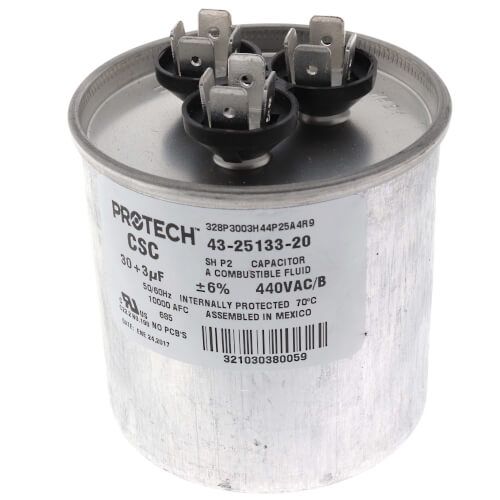 Rheem 43-25133-20 - 30/3 MFD Dual Round Capacitor (440V)