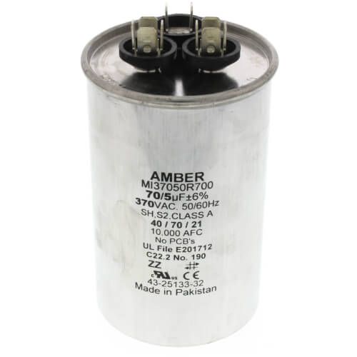 Rheem 43-25133-32 - 70/5 MFD Round Run Capacitor (370V)
