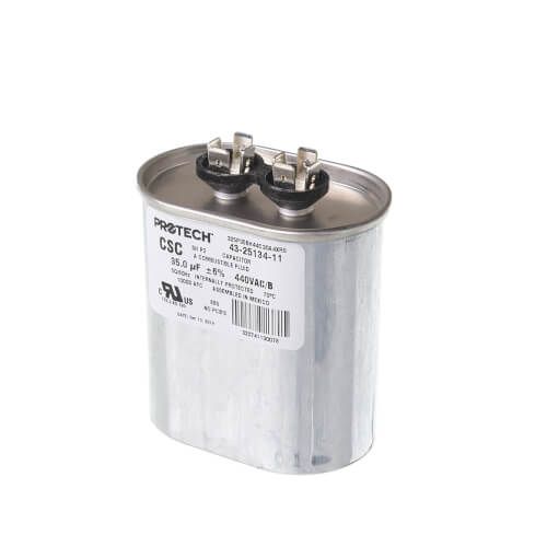 Rheem 43-25134-11 - Single Oval Capacitor - 35 uF, 440 VAC, 1.910 x 2.910 x 4.180 (max.) in.