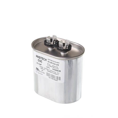 Rheem 43-25134-24 - Single Oval Capacitor - 20 uF, 440 VAC, 1.910 x 2.910 x 3.865 (max.) in.