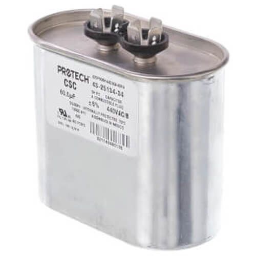 Rheem 43-25134-34 - Single Oval Capacitor - 60 uF, 440 VAC, 1.970 x 3.660 x 3.940 (max.) in.