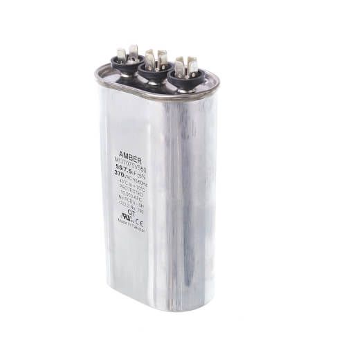 Rheem 43-25135-06 - Dual Oval Capacitor - 55/7.5 uF, 370 VAC, 1.890 x 2.900 x 4.920 (max.) in.