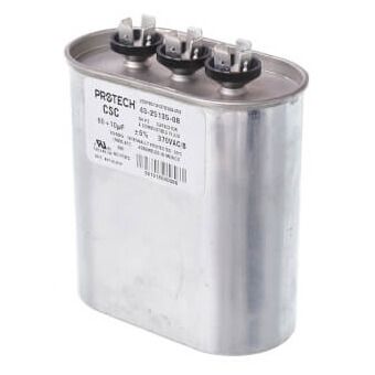 Rheem 43-25135-08 - Dual Oval Capacitor - 60/10 uF, 370 VAC, 1.970 x 3.670 x 3.940 (max.) in.