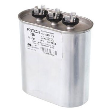 Rheem 43-25135-22 - Dual Oval Capacitor - 55/5 uF, 440 VAC, 1.970 x 3.670 x 3.940 (max.) in.