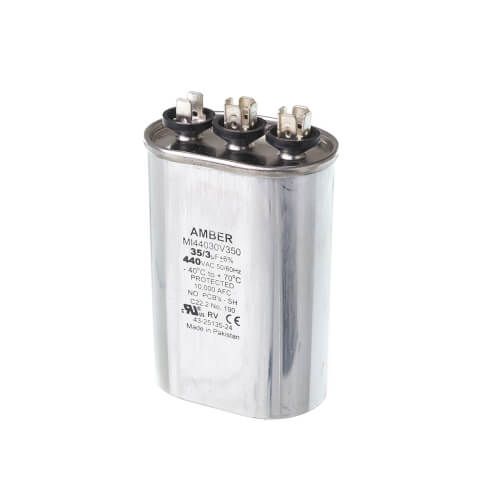 Rheem 43-25135-24 - Dual Oval Capacitor - 35/3 uF, 440 VAC, 1.890 x 2.900 x 4.920 (max.) in.