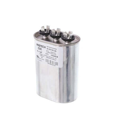 Rheem 43-25135-25 - Dual Oval Capacitor - 45/3 uF, 440 VAC, 1.890 x 2.900 x 4.920 (max.) in.