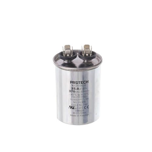 Rheem 43-25136-10 - Single Round Capacitor - 25 uF, 370 VAC, 2.120 x 2.940 (max.) in.