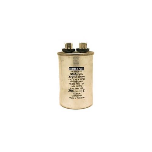 Rheem 43-25136-12 - Single Round Capacitor - 35 uF, 370 VAC, 2.120 x 3.940 (max.) in.