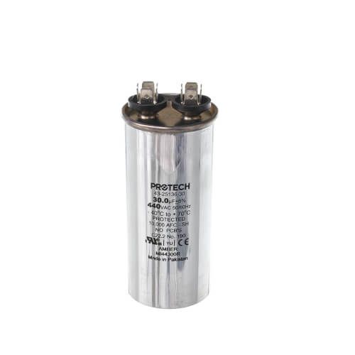 Rheem 43-25136-30 - Single Round Capacitor - 30 uF, 440 VAC, 1.890 x 3.940 (max.) in.