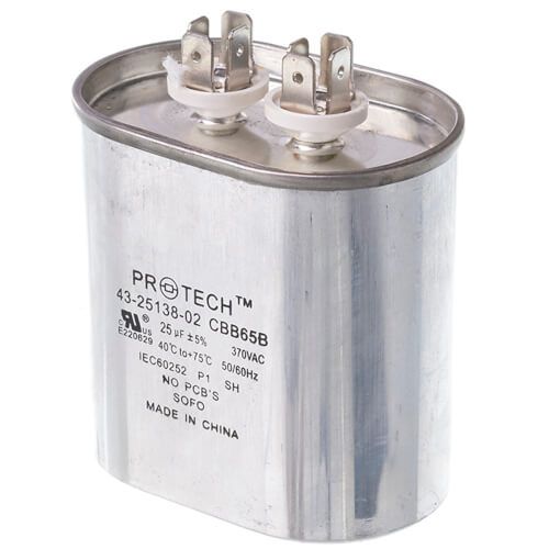 Rheem 43-25138-02 - Single Oval Capacitor - 25 uF, 370 VAC