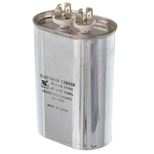Rheem 43-25138-08 - Single Oval Capacitor - 45 uF, 370 VAC
