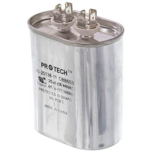 Rheem 43-25138-11 - Single Oval Capacitor - 25 uF, 440 VAC