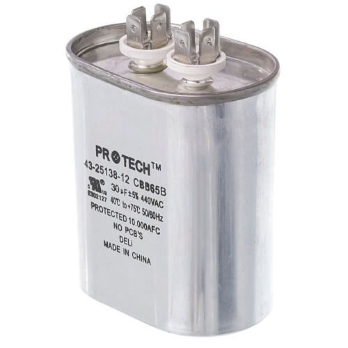 Rheem 43-25138-12 - Single Oval Capacitor - 30 uF, 440 VAC