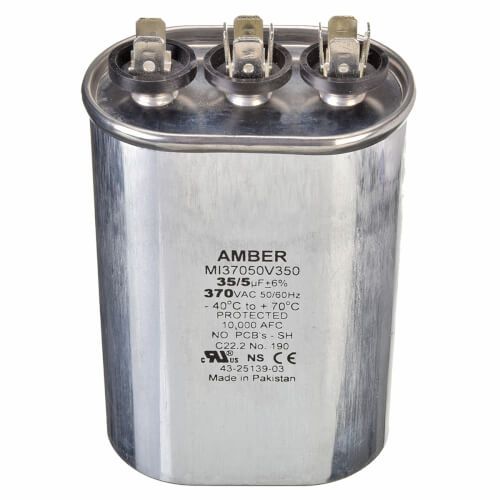 Rheem 43-25139-03 - Dual Oval Capacitor - 35/5 uF, 370 VAC