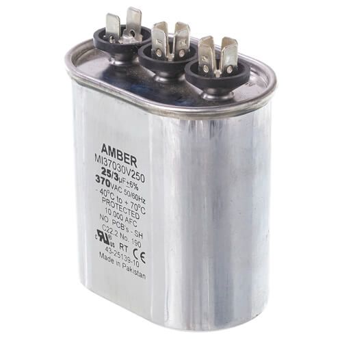 Rheem 43-25139-10 - Dual Oval Capacitor - 25/3 uF, 370 VAC