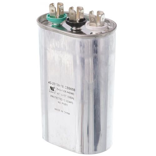 Rheem 43-25139-18 - Dual Oval Capacitor - 35/3 uF, 440 VAC