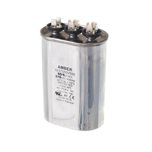 Rheem 43-25139-20 - Dual Oval Capacitor - 50/5 uF, 370 VAC