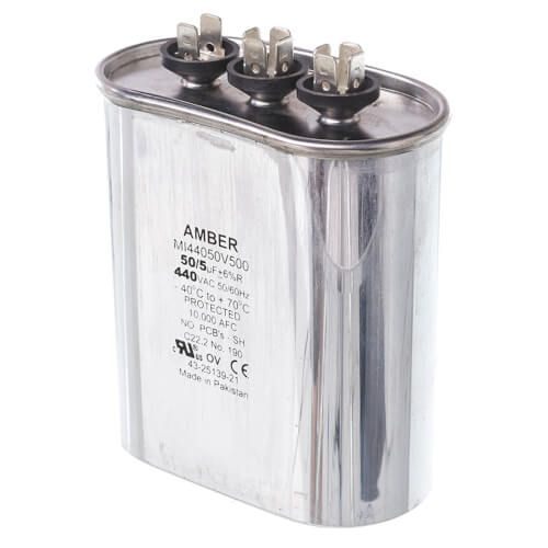 Rheem 43-25139-21 - Dual Oval Capacitor - 50/5 uF, 440 VAC
