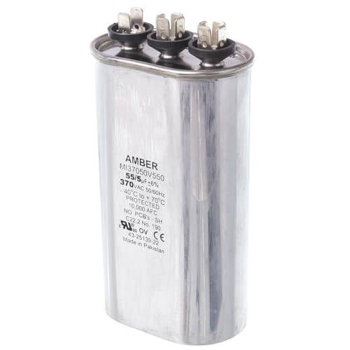 Rheem 43-25139-22 - Dual Oval Capacitor - 55/5 uF, 370 VAC