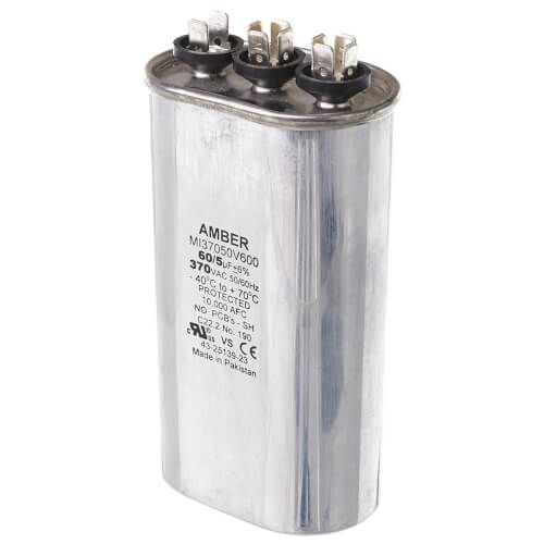 Rheem 43-25139-23 - Dual Oval Capacitor - 60/5 uF, 370 VAC