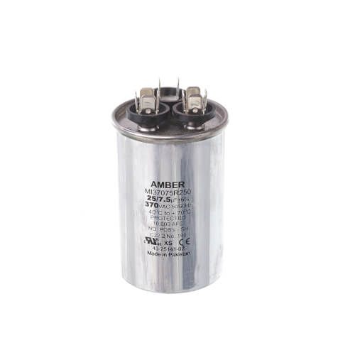 Rheem 43-25141-02 - Dual Round Capacitor - 25/7.5 uF, 370 VAC