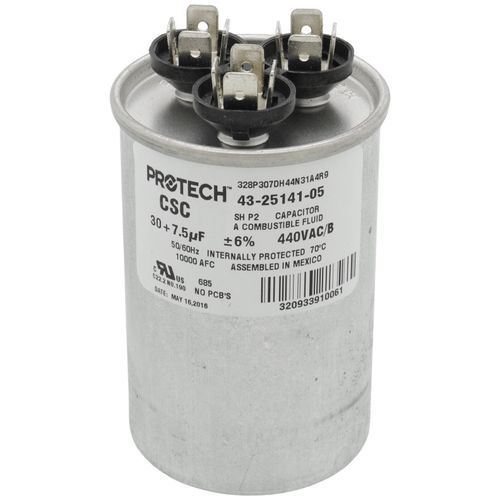 Rheem 43-25141-05 - Dual Round Capacitor - 30/7.5 uF, 440 VAC