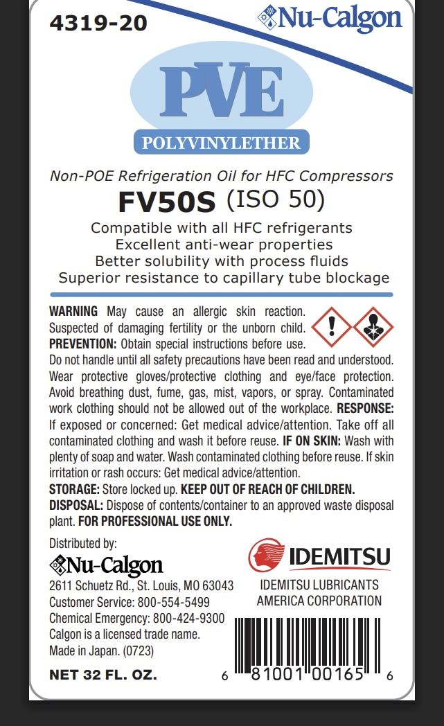 Nu-Calgon 4319-20 - Refrigeration Oil, PVE-FV50S 6 x 1 qt. cs.