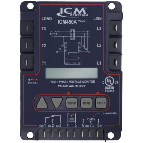 ICM Controls ICM450APLUS - Programmable 3-Phase Line Voltage Monitor, RS-485 MODBUS, 190–600 VAC
