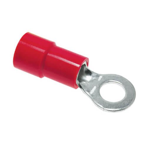 Rheem 455146 - Insulated Ring Terminal - 8 AWG, 1/4 in. Stud, Red (Blister Pack of 50)