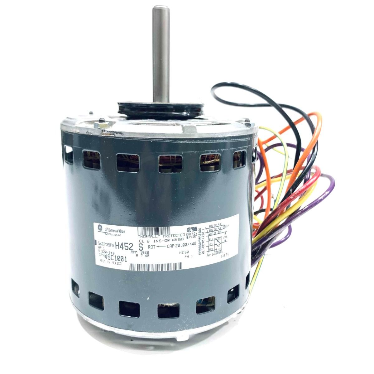 Lennox 49C1001, Blower Motor, 1 HP, 220/240V-1Ph, 50 Hz, 3 Speed, 1050 RPM, 7.4 Amps, 49C1001
