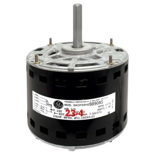 Rheem 51-19595-01 - Blower Motor - 1/3 HP, 1 Phase, 3 Speed, 230V, 1075 RPM